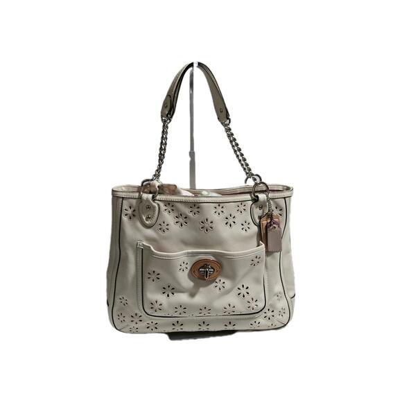 Coach Leather *Limited Edition* Poppy Eyelet Chain White - Picture 5 of 9